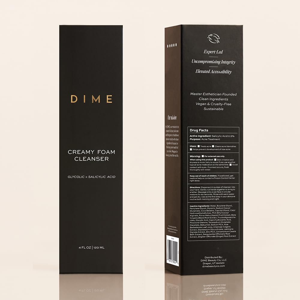 DIME Beauty Creamy Foam Cleanser - Gentle Face Wash, 4 oz
