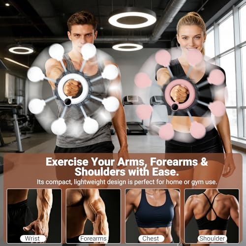 Arm Workout Equipment, 360° Shoulder Reliever Ball Swing, Upper Body Workout Equipment Rotating Cordless Battle Rope Arm Trainer for Forearm, Chest, Shoulder & Wrist Strength for Men & Women - Pink - style: Pink