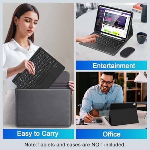 Wireless Keyboard and Mouse Combo, Rechargeable Bluetooth Keyboard with Trackpad, Wireless Mouse with 2.4 GHz USB Receiver, Compatible with iPad, Smartphone, Computer, Windows, iOS, Android - color: Black+Trackpad