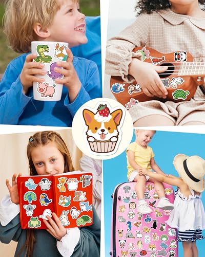 200 Pcs Animal Stickers for Kids, Cute Water Bottle Stickers, Party Favors | Vinyl Waterproof Kid Sticker Pack, Kids Classroom Prizes for Elementary Students, Goodie Bags Stuffers for Kids - style: 200 Pcs