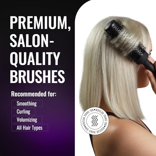 ERGO Ceramic Ionic Round Brush for Blow Out - Salon Quality Hair Brushes for Women - Roller Brush for Blow Drying, Wet and Dry Hair Styling, Volumizing Hair Care - ER65: 2.5" - size: 2X-Large - 2.50 Inch