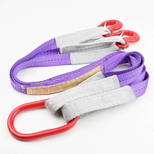 Lifting Slings Straps with Hooks - 3.3 FT, 4409LB Pounds Capacity, Polyester Bridle Sling, Heavy Duty Two Leg Rigging Strap for Engines, Cranes, Hoists, Truck