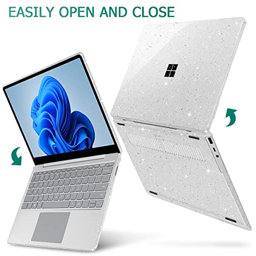 Mektron Glitter Microsoft Surface Laptop Go 2/1 Case 12.4 Inch Laptop Cover 2022-2020 Model 1943/2013 Plastic Hard Shell Case with Screen Protector + Keyboard Cover, Sparkle Crystal Clear - color: Sparkle Crystal Clear