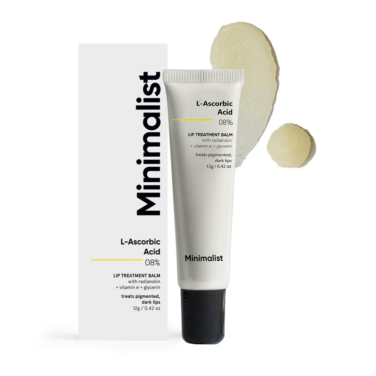 Minimalist Lip Brightening & Hydrating Lip Balm with Vitamin C, Vitamin E, Radianskin & Glycerine | For Women & Men | For Smoker Lips | 0.42 Oz / 12 gm