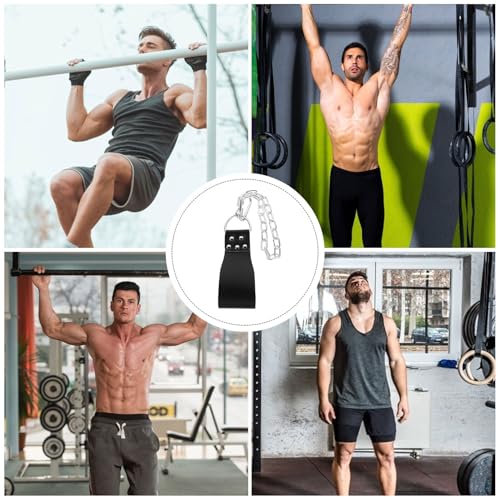 Abaodam Weighted Pull-up Dip Belt with Metal Chain, Black Waist Weight Belt for Men and Women, Fitness Weightlifting Accessory for Strength Training and Muscle Workout