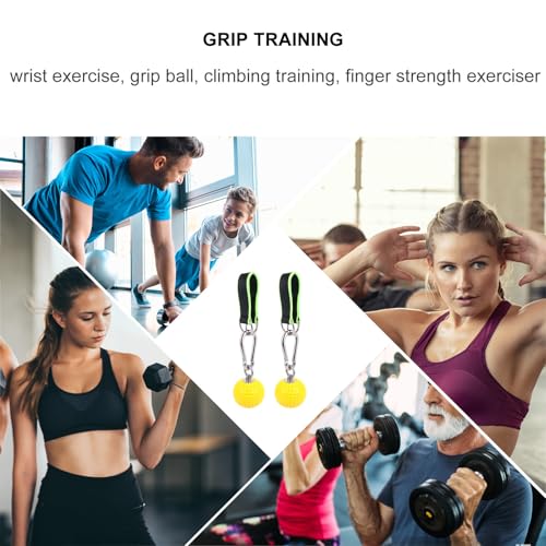 STOBAZA Climbing Grip Ball Hand Grip Strength Exerciser with Hanging Rings for Pull-up Training Finger and Wrist Strength Workout Fitness Equipment for Rock Climbing Random Color