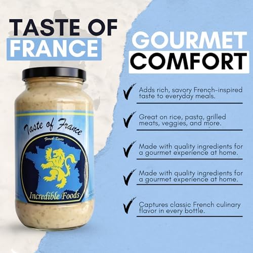 Incredible Food Pasta Sauce - Handcrafted French Cooking Sauce - Creamy, Slightly Sweet Authentic Gourmet Sauce - Gluten-Free - For Pasta, Rice & More