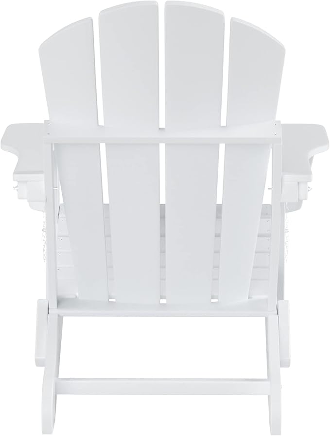 WO Home Furniture Adirondack Chairs Table Set of 3 PCS Outdoor Folding Chairs Coffee Table Weather/UV Resistant for Lawn, Garden, Bon Fire, Balcony (White)
