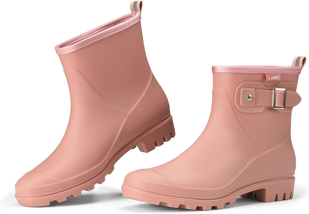 HISEA Women's Ankle Rain Boots Waterproof, Fashion Short Garden Shoes Anti-slip for Women with Comfortable Insole