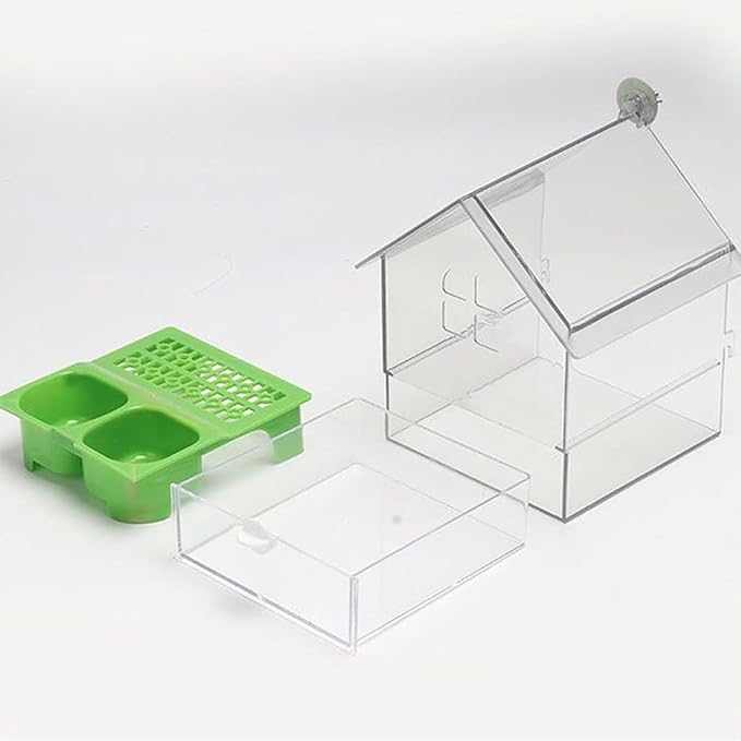 2026 New Pull-Out External Parrot Feeder, Bird Bath for Cage, 7*6*5.5in Bird Feeder House, Transparent Parakeet Cage Accessories, Easy To Fill, Clean, Long-Lasting, for Finch and Hummingbird (White)
