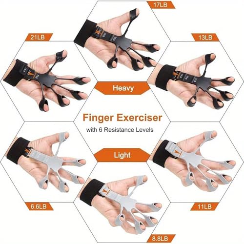 1pc Silicone Finger Trainers, 5 Fingers Wrist Stretching Band, Suitable For Hand & Finger Rehabilitation, Strength Training - color: 1pc Black