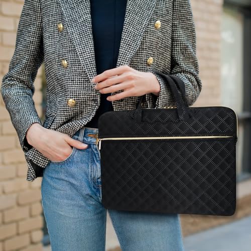 Laptop Sleeve Carrying Case Bag 14-15 Inch Polyester Lightweight with Handle Compatible with MacBook Acer ASUS HP Surface Dell Chromebook, Black - color: Black, size: 14"-15"