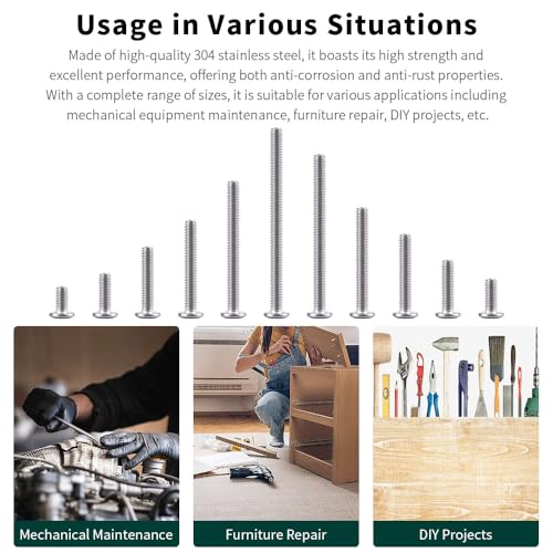 1/4-20 x 3 Hex Socket Head Cap Screws, 304 Stainless Steel 18-8, Chamfered Countersunk Machine Screws for Furniture, Binding, Machinery, Automotive, DIY Projects, 25 PCS - size: 1/4-20 x 3"