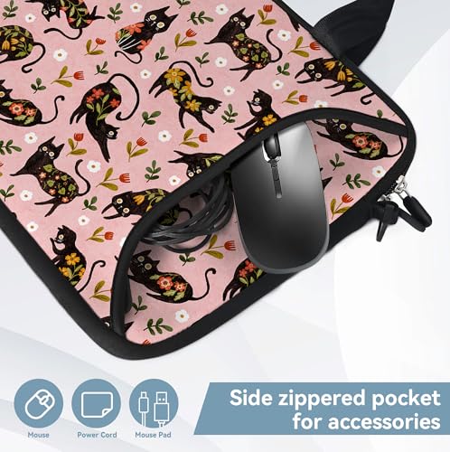 Messenger Bag Carrying Case Sleeve with Handle Accessory Pocket Fits Laptops/Notebook/ebooks/Kids tablet/ipad (11-13.3 inch, Flowers Cats) - color: Flowers Cats, size: 11-13.3 inch