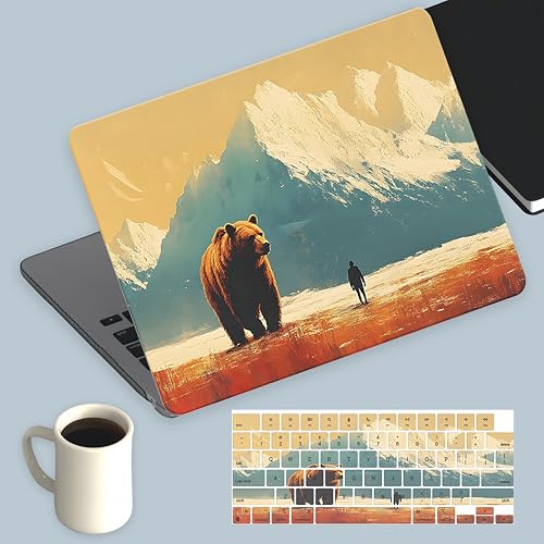 Case for MacBook Air 13 inch 2021 2020 2019 2018 M1 A2337 A2179 A1932, Protective Plastic Hardshell Case with Matching Keyboard Cover, Cute Bear - color: Bear