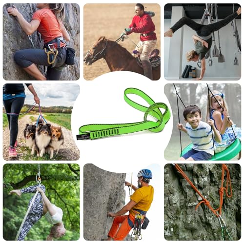 18MM Nylon Climbing Sling Runner 23KN CE2008/EN566 Strong Webbing Straps for Rock Climbing,Mountaineering, Rappelling, Swing, Yoga Hammock etc - color: Green, size: 30cm/ 12inch |Pack of 2