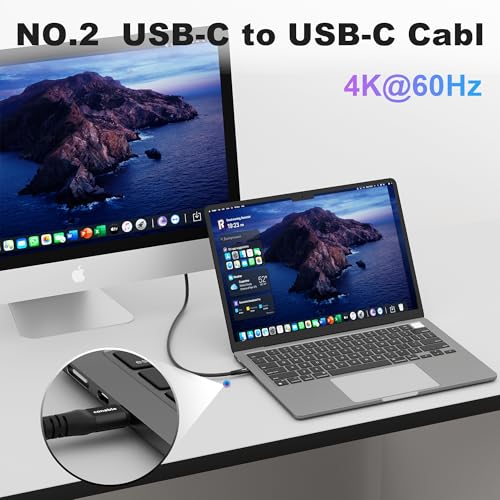USB C to Ethernet Cable 10FT, 2-IN-1 USB C to RJ45 Adapter (1Gbsp Ethernet) & USB C Cable (10G/4K/100W), Thunderbolt 4/5 Compatible, Ideal for MacBook, iPad Pro, XPS, Surface Pro, Essential for Travel - size: 10 FT