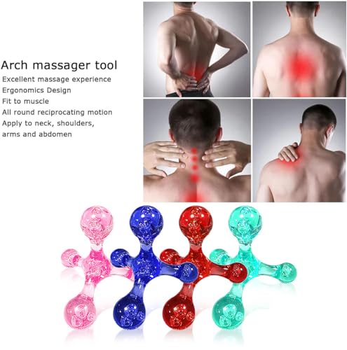 Trigger Point Massage Tools, 2 PCS 4 Point Manual Deep Muscle Tissue Trigger Massager, Handheld Palm Pressure Point Massage Tool, for Neck Shoulder Back Muscle Pain Relief (Red) - color: Red