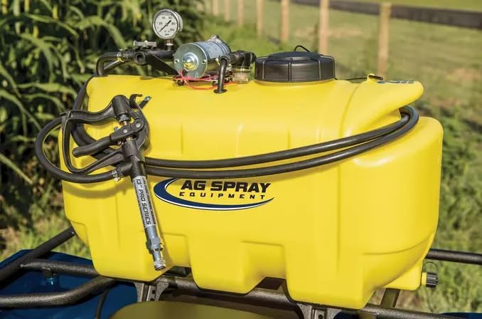 25 Gallon Platinum Spot Sprayer 2.2 GPM, Pro Series Aluminum Handgun Included with 15 Foot Hose, Mounted ATV and UTVs, Built in Drain, Yellow