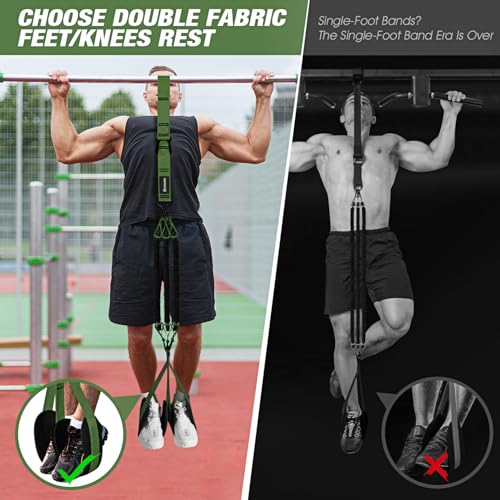 Pull Up Assistance Bands, Resistance Bands for Pull Up Bar Workout, Adjustable Heavy Duty Pull Up Assist Equipment with 4 Assistance Bands, Home Gym Fitness Exercise Strength Training - color: Green