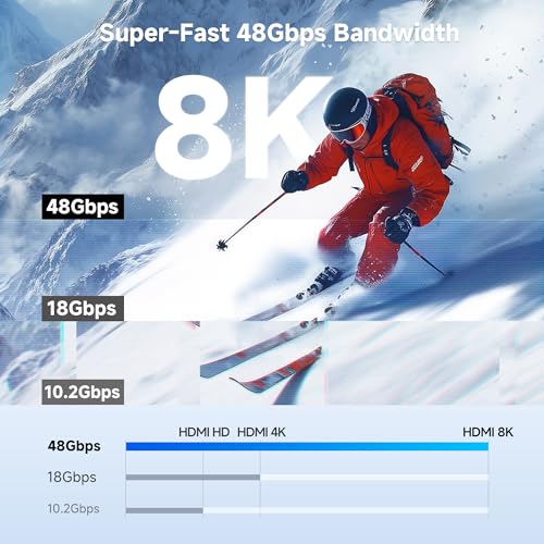 Cable Matters 48Gbps Unidirectional USB C to HDMI 2.1 Cable, 3ft | 4K@240Hz / 8K@60Hz HDR, for macOS and Windows, No Firmware Update Needed, Thunderbolt to HDMI 2.1 - size: 3 Feet