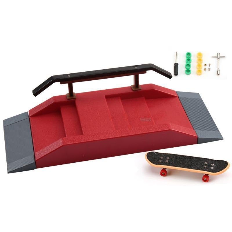 Fingerboard Obstacles Mini Skateboards Smooth Surface Plastic Skate Park Accessories with Fingerboard Wheels and Complete Tool Kit(A1) - color: A1