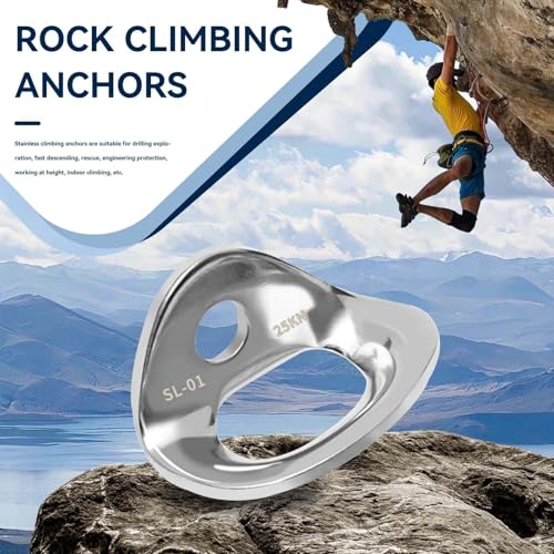 HERCHR 10 Pcs Bolt Hanger, 25KN 316 Stainless Steel Rock Climbing Hanger Anchors, Silver Bolt Anchor Hooks Strap Ring for Hammock, Gym, Aerial Work, Caving, Rappelling, Rescue, Trailer Tie-Downs