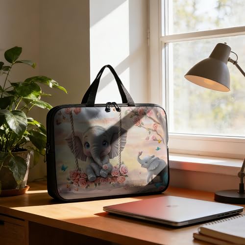 Laptop Bag 10 Inch,Resistant Shockproof Laptop Sleeve Case Protective Cover Carrying Case with Handle Compatible for HP Dell Lenovo Acer Asus Notebook Computer,Baby Elephant Swing - color: Baby Elephant Swing, size: 9-10.5 in