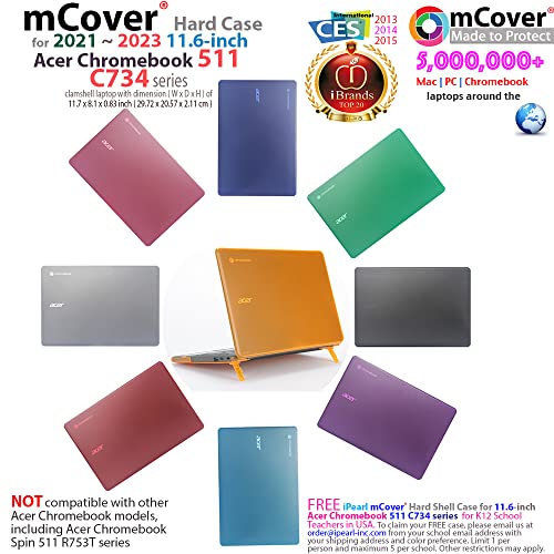 mCover Hard Case Only Compatible for 2021~2023 11.6" Acer Chromebook 511 C734 Series Traditional Clamshell Laptop Computers (NOT Compatible with Any Other Acer Models) - Red - color: Red