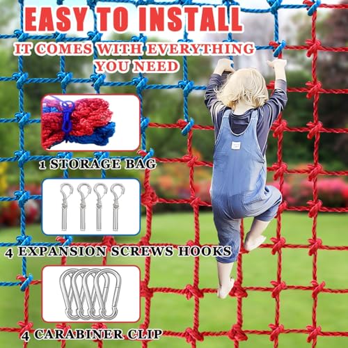 Climbing Cargo Net, Polyester Playground Climbing Net, Heavy Duty Large Military Climbing Net for Kids Outdoor, Kids Safety Protection Net, Rope Ladder, Jungle Gyms, Swingset, Treehouse - size: 3ft x 6ft