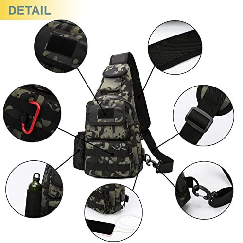 Tactical Shoulder Bag - 1000D Molle Military Backpack Outdoor Daypack Chest Pack (Darkblue) - color: Darkblue