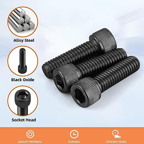 5/16-18 x 1-1/4" Socket Head Cap Screws Cap Bolts, 12.9 Grade Alloy Steel Black Oxide, Allen Hex Drive, UNC Coarse Thread Fully Threaded, 10 PCS - size: 5/16-18 x 1-1/4"