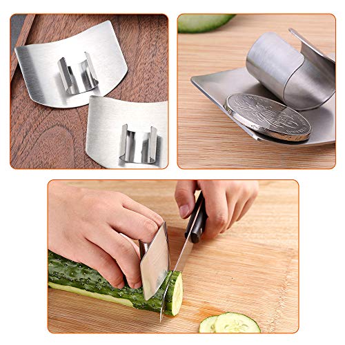 304Stainless Steel Finger Guards, New Finger Hand Protector for Cutting Food, 3 Packs, when Cutting, Slicing, Dicing, Chopping Vegatables, Kitchen Tool Knife Shields Guards Avoid Hurting - color: Silver