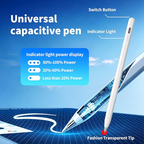 Galaxy Tab A11+ Stylus Pen for Samsung Table A11/A9+/A9 Drawing Stylus for Android Tablets, Precise Writing Pencil,Fast Charging,Auto Sleep,Button on/Off (White) - color: white
