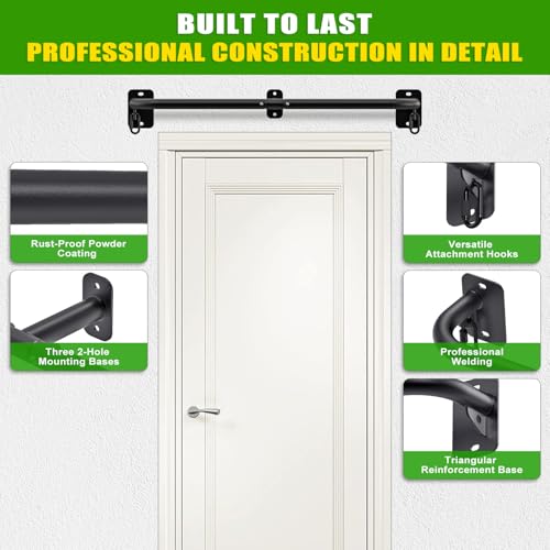SELEWARE 32"/36" Wall Mount Pull Up Bar Joist Mount Chin Up Bar for Doorway | Heavy Duty Steel Construction Support 450 lb, w/Resistance Band Hooks, Fits 32"/36" Wall Studs for Home Gym Strength Training - size: A: 32" x 1.3" Dia Grip