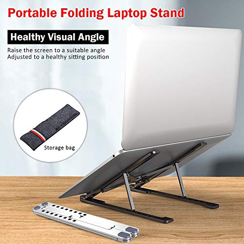 Laptop Stand Portable Heights Adjustable Aluminum Alloy Desktop Ventilated Cooling Holder Folding - color: E