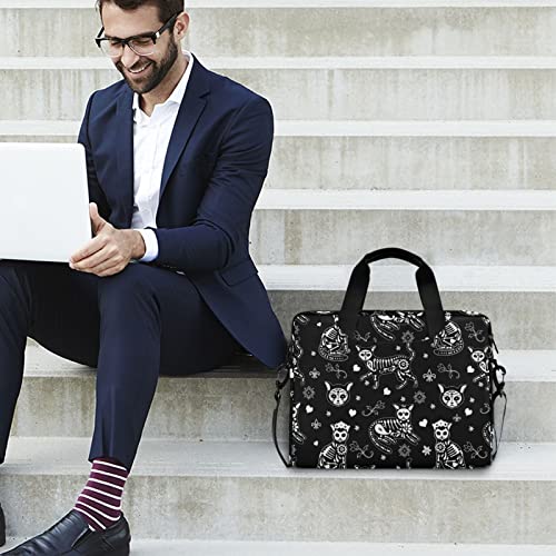 Laptop Bag 15.6 inch, Waterproof Laptop Case with Strap, Protective Laptop Carrying Case for Women&Men, Death Halloween Cats Gothic - color: Death Halloween Cats Gothic