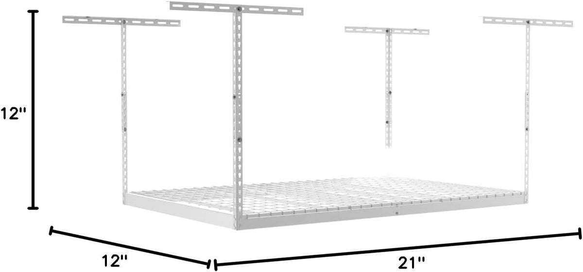SafeRacks 4x6 Overhead Garage Storage Rack - Heavy Duty Steel Ceiling Mount Storage Shelves with 500 lb Capacity - Adjustable, Garage Overhead Storage, 12"-24" 2 Pack