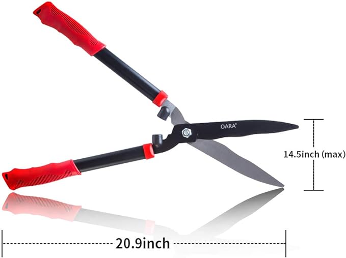 OARA Garden Hedge Shears forTrimming Borders, Boxwood, and Bushes, Hedge Clippers & Shears with Comfort Grip Handles,21 Inch Carbon Steel Bush Cutter