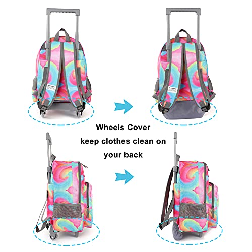 Tilami Rolling Backpack 18 inch Double Handle with Lunch Bag Wheeled Kids Backpack (Starlight) - color: Starlight