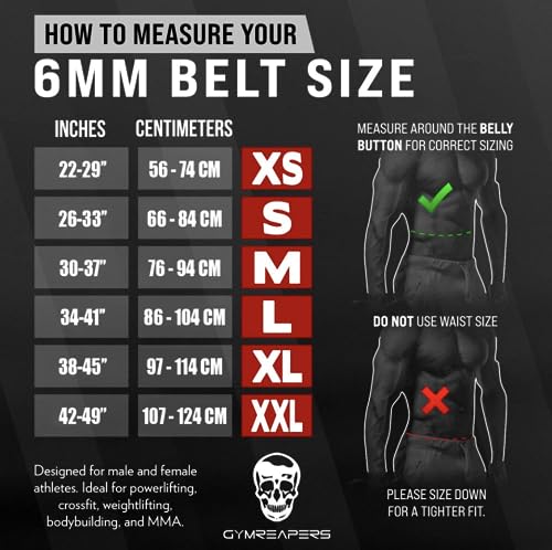 Gymreapers Weightlifting Belt 6MM Genuine Leather - Double Prong Power Belt Heavy Duty 4-Inch Wide - Strong, Stabilizing Back Support For Deadlifts, Squats Powerlifting - size: X-Small