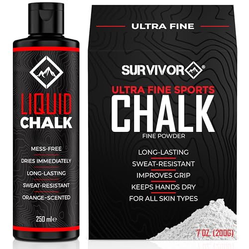 SURVIVOR 250ML Liquid Chalk + 200g Ultra Fine Climbing Chalk Powder Bundle