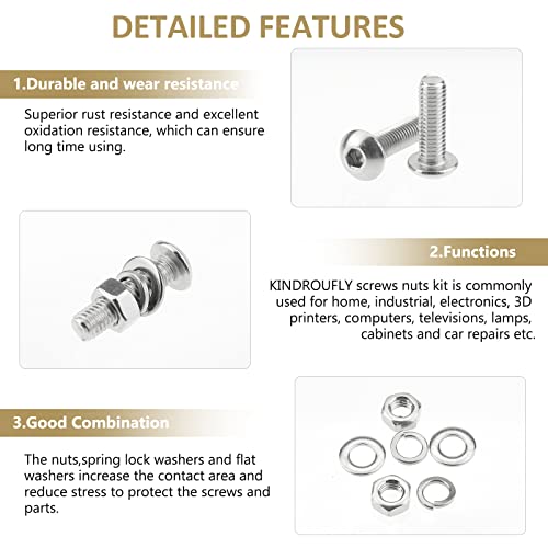 372 Pieces M4 x 6/8 /12/16 /20/25 /30mm Button Head Socket Cap Screws Nuts Washers Assortment Kit, 304 Stainless Steel, Fully Machine Thread - size: M4, style: Button Head