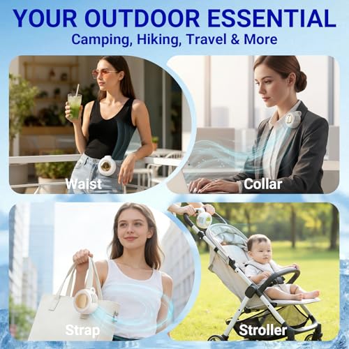 jintion Handheld Fan Portable Neck Waist Personal Mini Clip on Hand Fans Rechargeable Wearable for Shirt Belt That Deliver Refreshing Cool Breeze Under Held Cooling Wind Small 360° Rotatable - color: Green