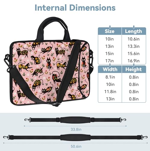 Messenger Bag Carrying Case Sleeve with Handle Accessory Pocket Fits Laptops/Notebook/ebooks/Kids tablet/ipad (11-13.3 inch, Flowers Cats) - color: Flowers Cats, size: 11-13.3 inch