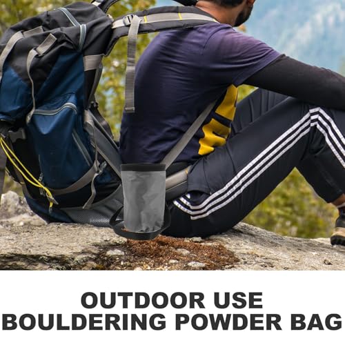 PRETYZOOM Wear-Resistant Outdoor Climbing Chalk Bag Anti-Slip Oxford Fabric and Fleece, Scratch-Resistant Powder Bag for Mountaineering and Camping, Large Capacity Storage for Climbing