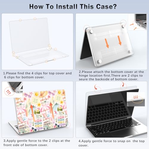 Compatible with MacBook Pro 13 inch Case Cute Sea Beach Bus | M2 2025, 2024-2016 A2338 M1 A2251 A2289 A2159 A1989 A1708 A1706 | Vacation Protective Hard Shell Matte Cover for Mac Pro 13 - color: Beach B, size: MacBook Pro 13 inch