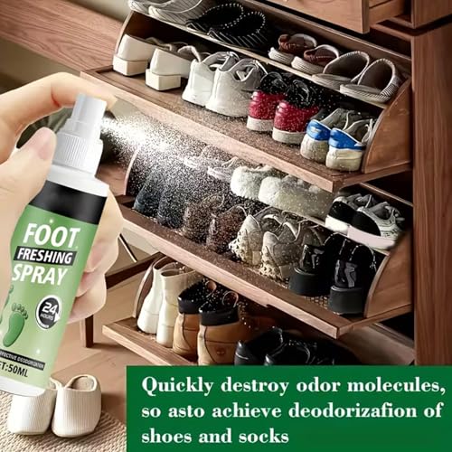 Shoe Odor Spray | 60ml Powerful Long-Lasting Remover,Shoe Smell Remover - for Leather Boots Footwear Tennis Hockey Closet Home Sneaker