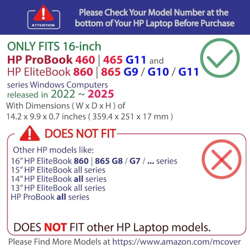 mCover Case Only Compatible for 2022～2025 16" HP ProBook 460 | 465 G11 & EliteBook 860 | 865 G9 G10 G11 Series Windows Notebook PC (Not for Other HP Models)- Purple - color: Purple