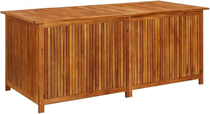 vidaXL Outdoor Storage Box, [Load Capacity Gallon] Deck Box with Gas-Lift Lid, Storage Chest with Water-Resistant Zippered Bag Inside, 68.9''x31.5''x29.5'', Solid Acacia Wood